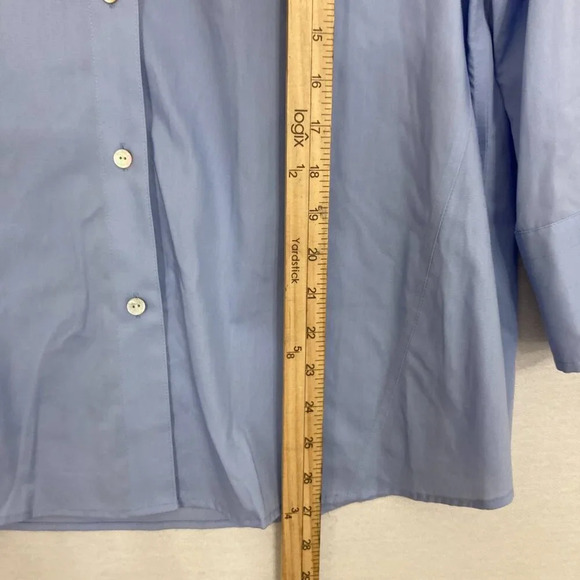 New Foxcroft Blue Non Iron Easy Care Poplin Button Down XL Office Career - Picture 7 of 11